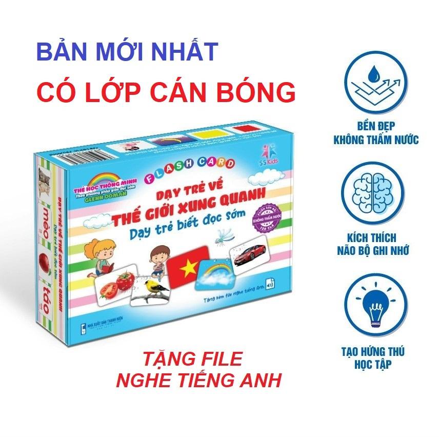 Thẻ học thông minh cho bé loại to cứng A5 flashcard chuẩn Glenn Doman 16 chủ đề mới có lớp cán bóng