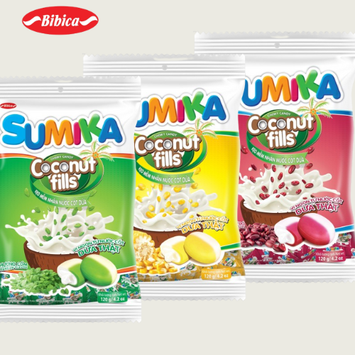 Kẹo mềm Sumika Bắp Cốm Đậu Đỏ nhân nước cốt dừa túi 120g
