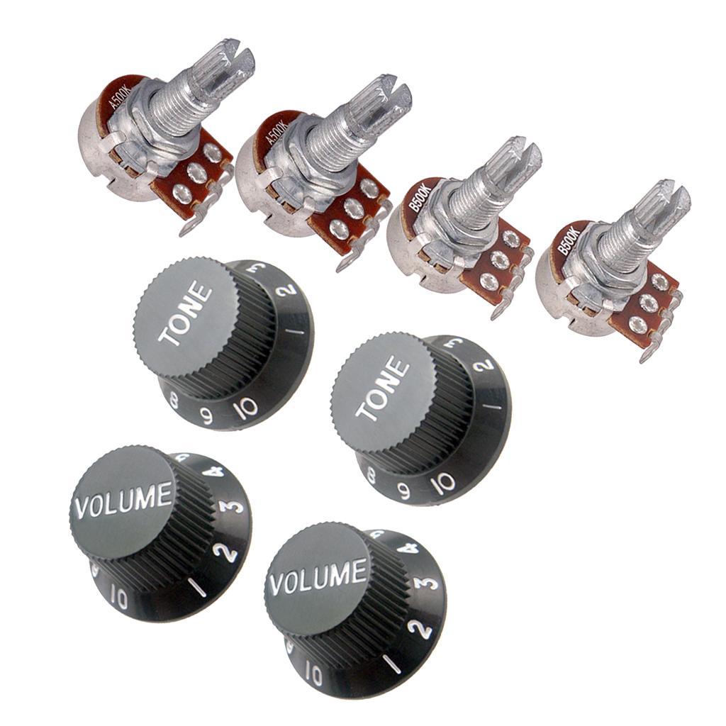 Guitar 500K 18MM Split Shaft Potentiometer Volume   Control Knob