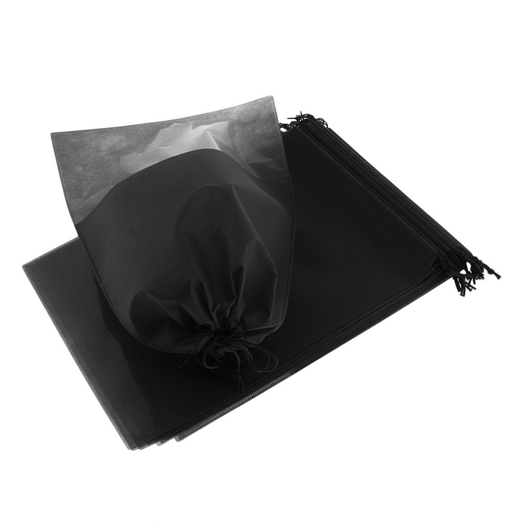 2X 12 Portable Drawstring Pouch Travel Storage Clothes Luggage Shoe Bag Black