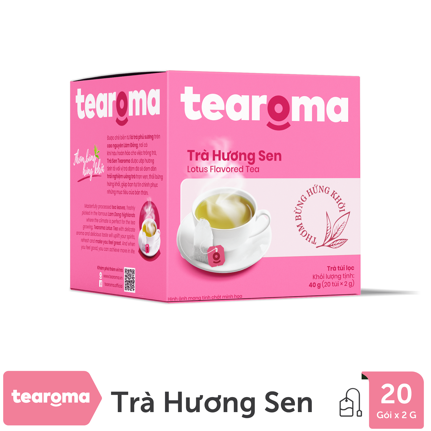 [MUA 2 TẶNG 1] Trà túi lọc Sen Tearoma (Hộp 20gói x 2gr)