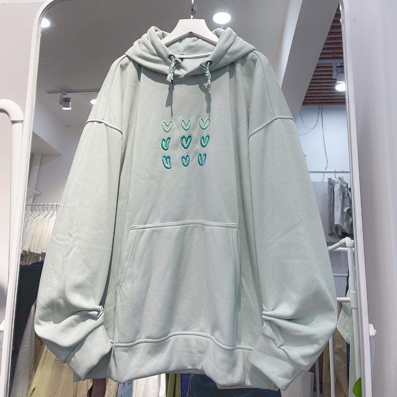 Áo hoodie trái tim màu xanh unisex ảnh thật SSSTore