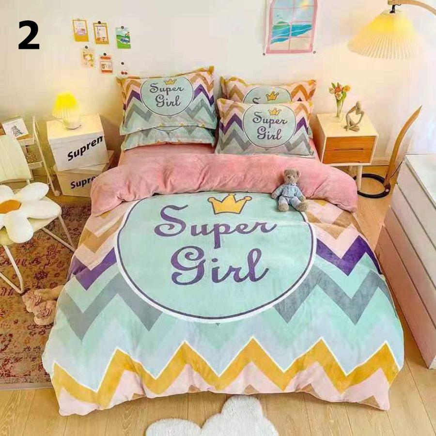 Bộ chăn ga gối vải nỉ nhung 4 món hình 3D họa tiết gấu siêu đẹp – chăn mền, drap giường, vỏ gối - ga giường đủ size