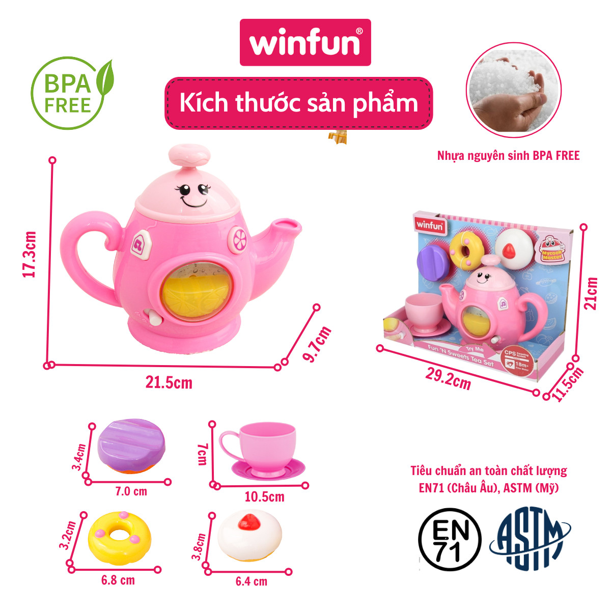 Đồ Chơi Ấm Trà Có Nhạc Hồng 0754 Hiệu Winfun