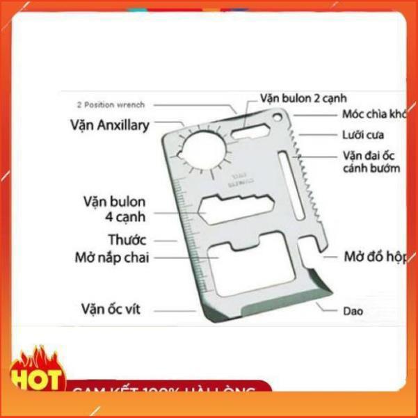 Combo 2 món miếng thép đa năng 11 công dụng và dao cắt hình ATM xếp gọn khi đi phượt dã ngoại, cắm trại