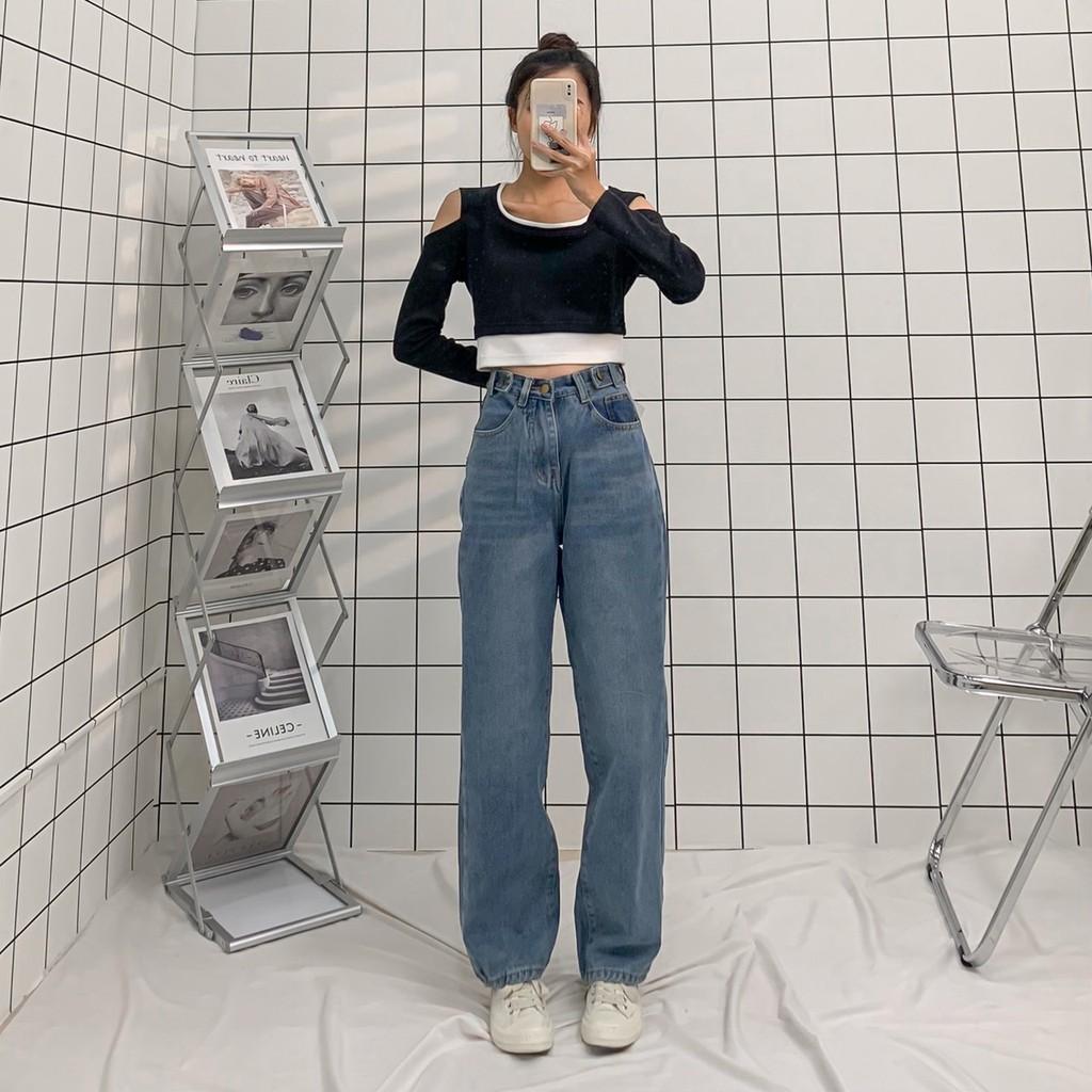 Áo Croptop Nữ Dài Tay Phối Layer Vải Thun Gân Form Ôm