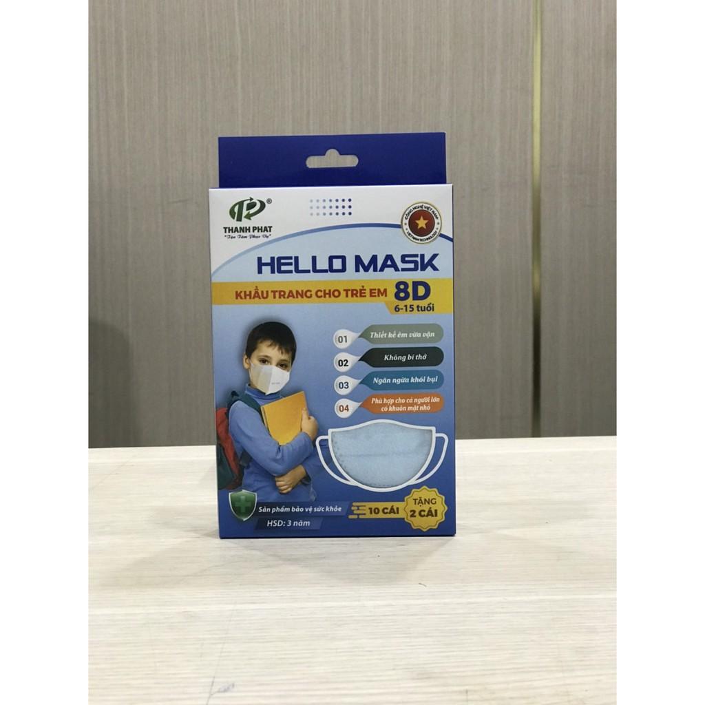 Khẩu trang 3D Hello Kids 4 lớp (Hộp 10 cái)