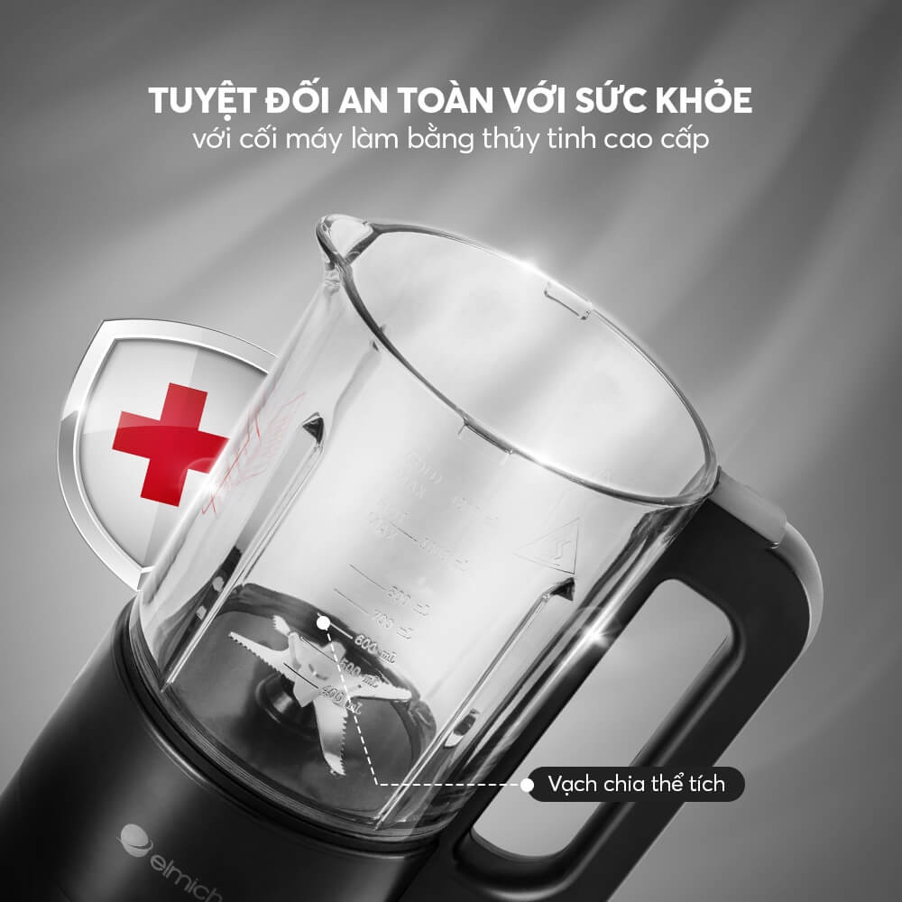 Máy làm sữa hạt đa năng Elmich CBE-3904OL 1.2L, Hàng chính hãng, Lưỡi dao 3 tầng 8 cánh - JoyMall