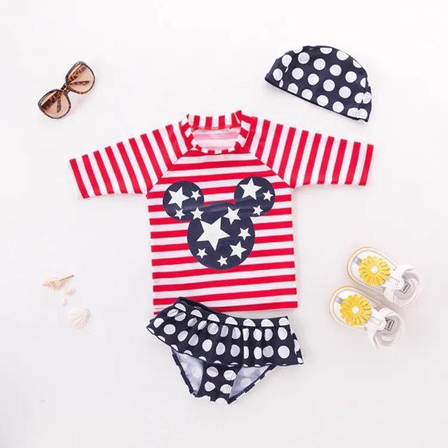 BIKINI 2 MẢNH CHO BÉ HÌNH MICKEY KÈM NÓN