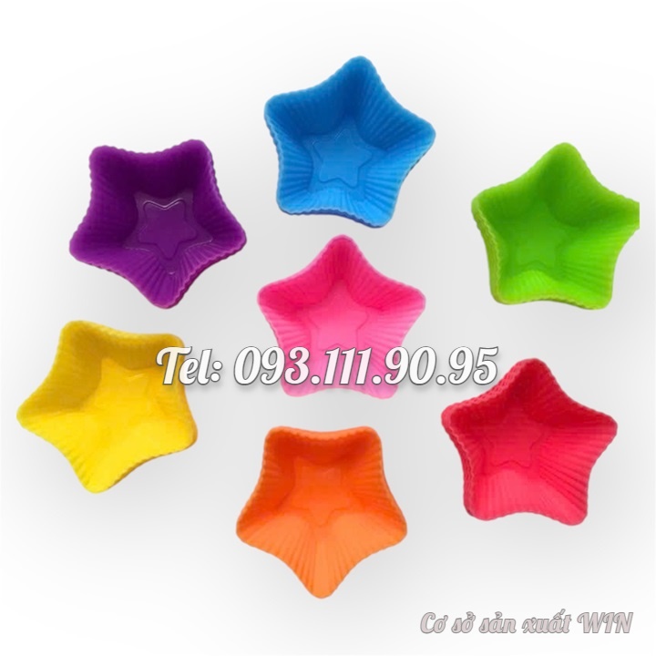 Bộ 10 khuôn silicon 3 lớp làm bánh, rau câu, bánh bông lan, bánh da lợn hình ngôi sao 5 cánh – Mã số 1155