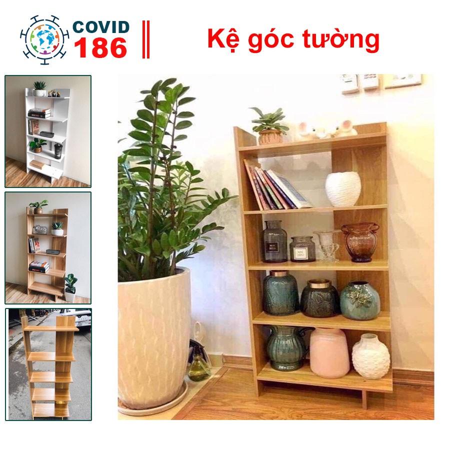 Kệ gỗ 5 tầng đa năng cực đẹp, kệ góc tường chống ẩm cao cấp, phù hợp để sách và một số phụ kiện khác