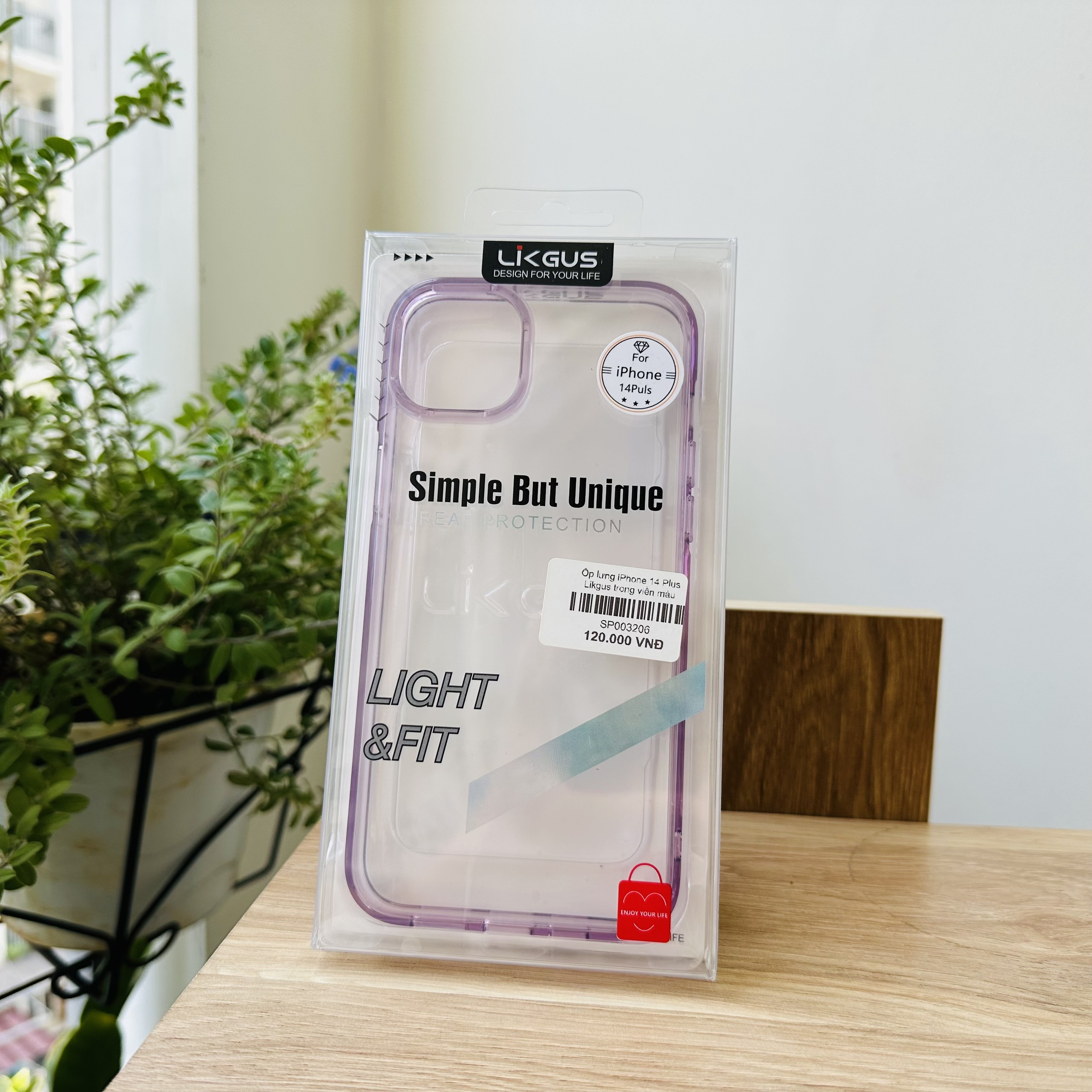 Ốp lưng dành cho iPhone 14 Plus Likgus trong viền màu tím- Hàng chính hãng