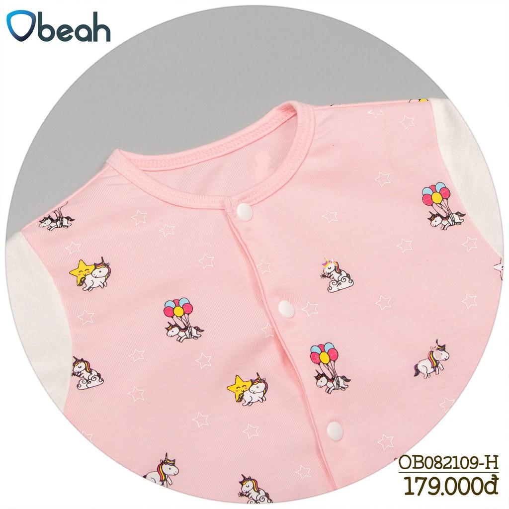 Bộ bodysuit Obeah tất liền màu hồng dâu in hình Pony Fullsize 59 đến 80 cho bé yêu từ 0 đến 18 tháng
