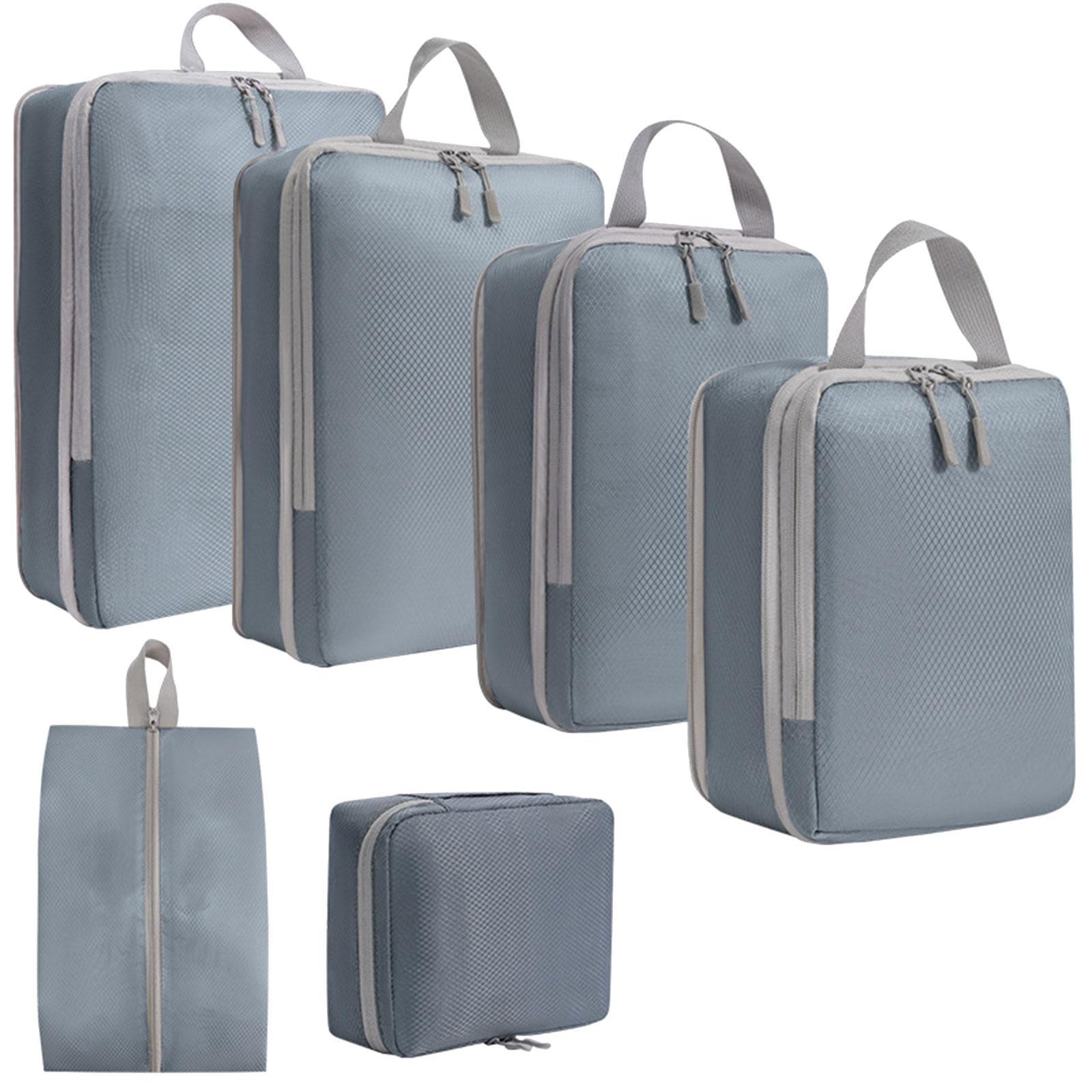 6 Pieces Compression Packing Cubes Laundry Bags for Holidays Outdoor Camping