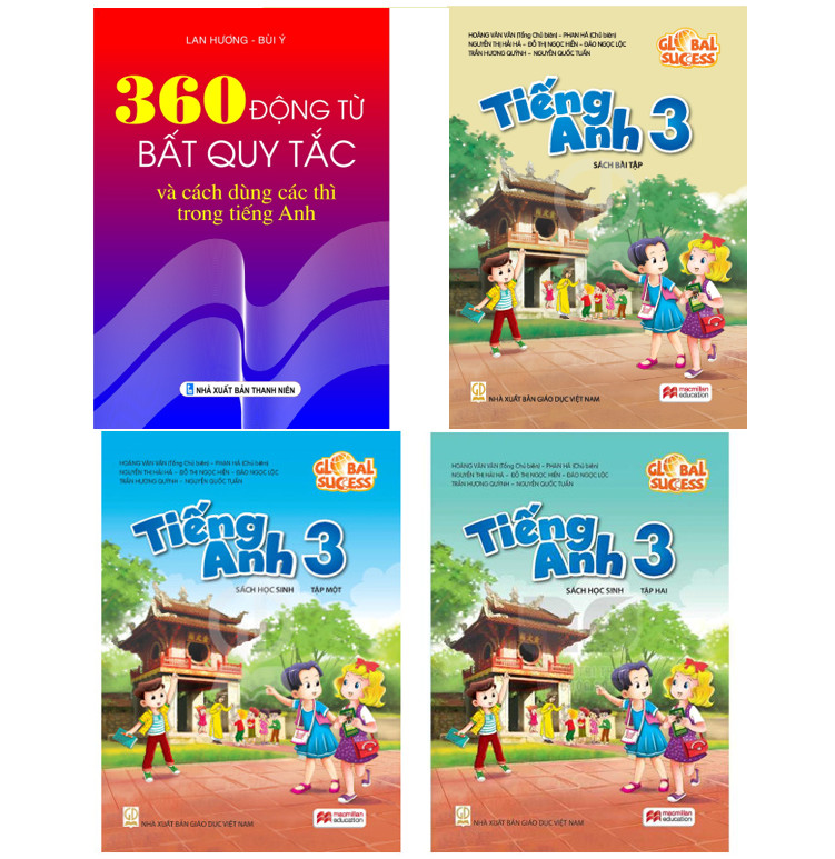 Sách - Combo 4 cuốn SHS+SBT Tiếng anh 3 Global Success ko CD và 360 động từ bất quy tắc