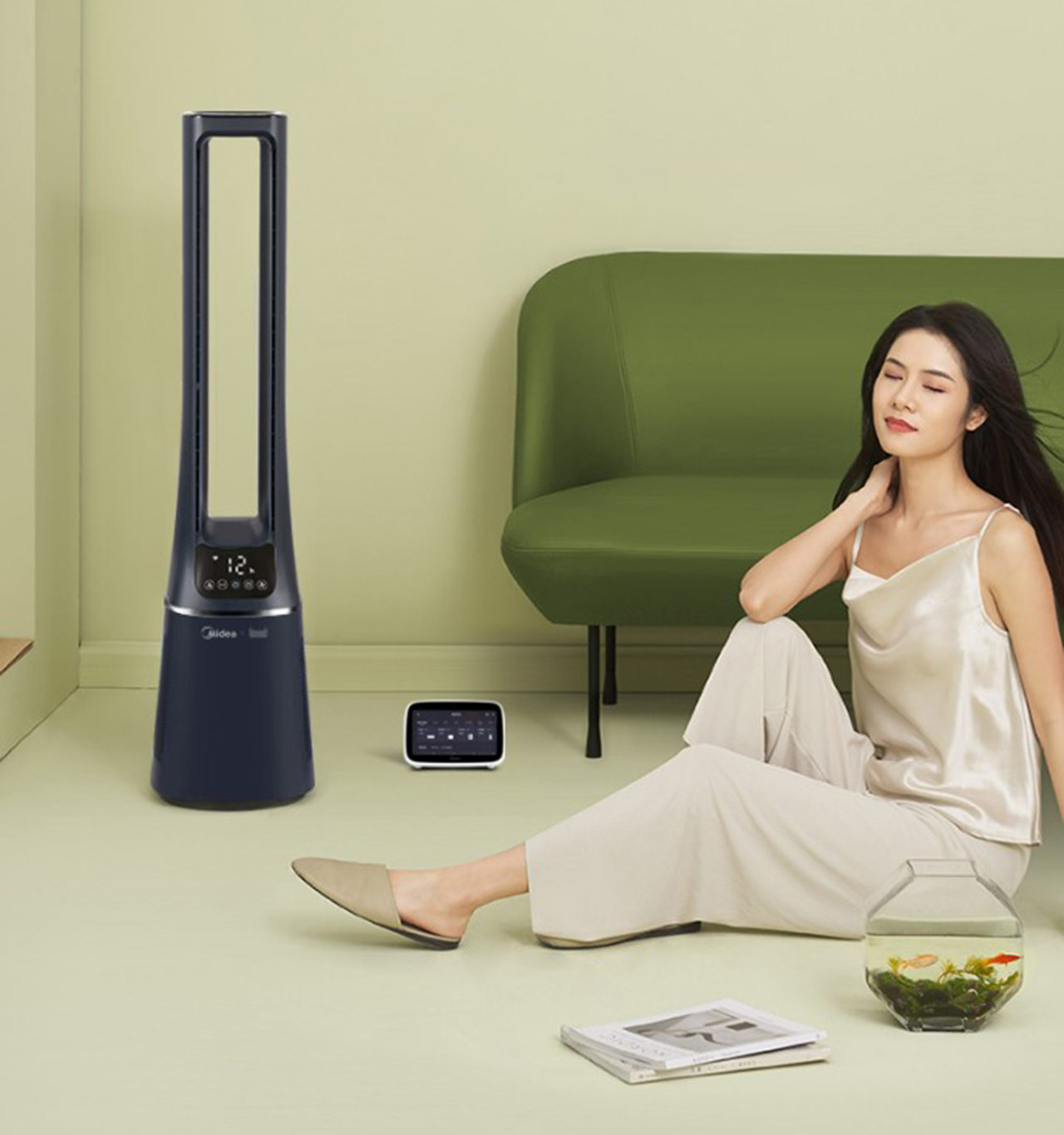 Quạt Không Cánh MIDEA AMS150E-TM Nhận Diện Điều Khiển Gió AI Tự Động Độ Gió, Lọc Ion Khử Trùng SPI Và Làm Sạch Không Khí, Góc Quay 60 Độ, Kết Nối App - Hàng Nhập Khẩu