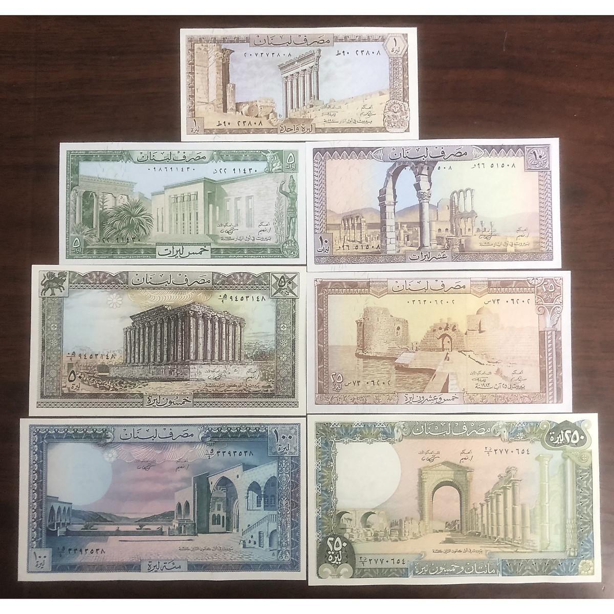 Sét tiền của Lebanon, quốc gia vùng Trung Đông 7 tờ sưu tầm