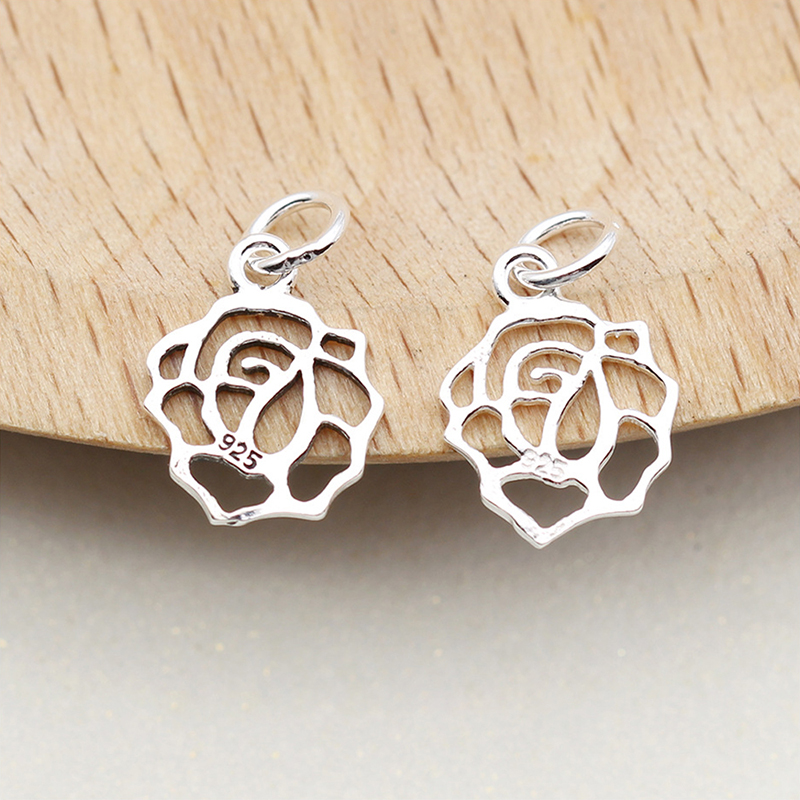 Combo 5 cái charm bạc hình hoa hồng treo - Ngọc Quý Gemstones