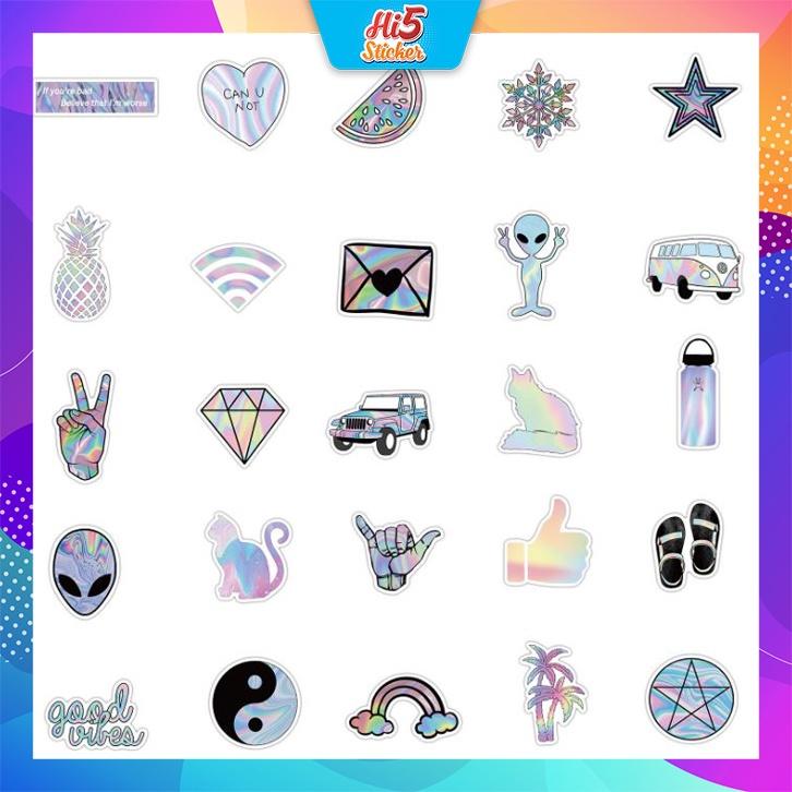 Sticker Hình Dán Trang Trí Sưu Tập Phong Cách Holographic ms#222