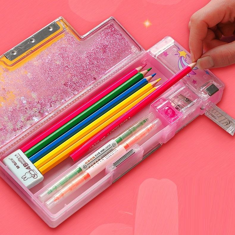 Hộp Bút Cute Đa Năng Nhiều Ngăn Mẫu Kim Tuyến BU02