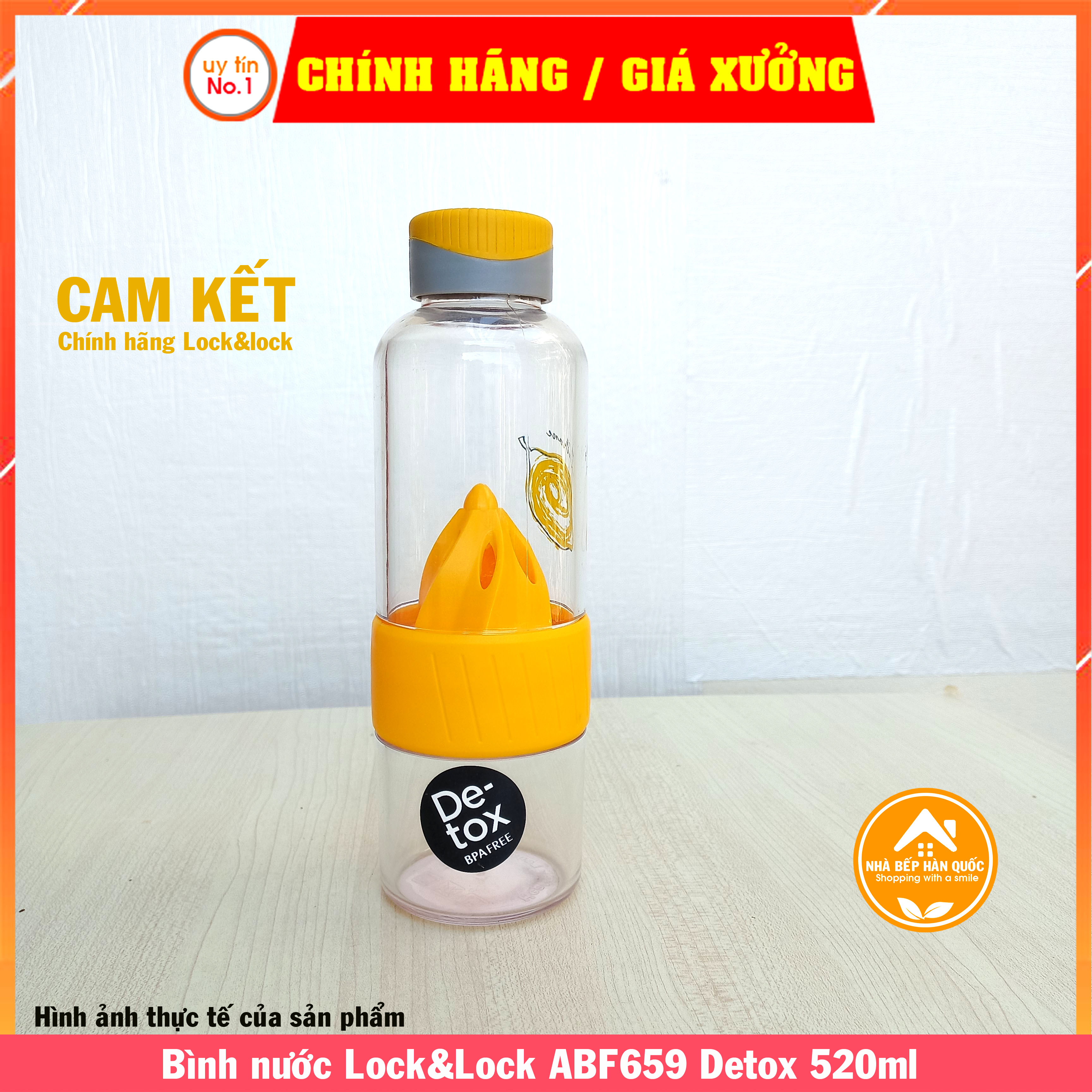 Bình nước Lock&amp;Lock chính hãng Detox dung tích 520ml ABF659