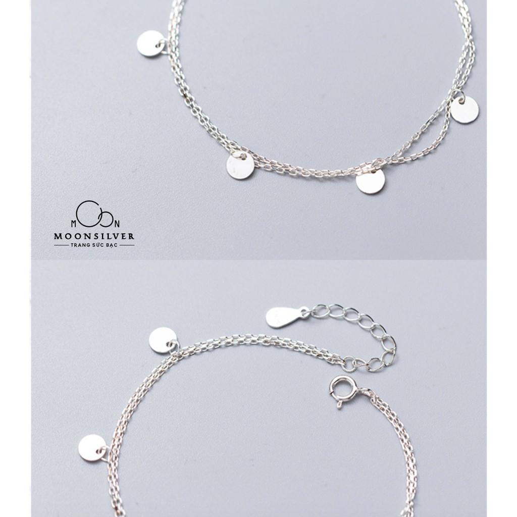 Lắc chân bạc 2 dây tag tròn
