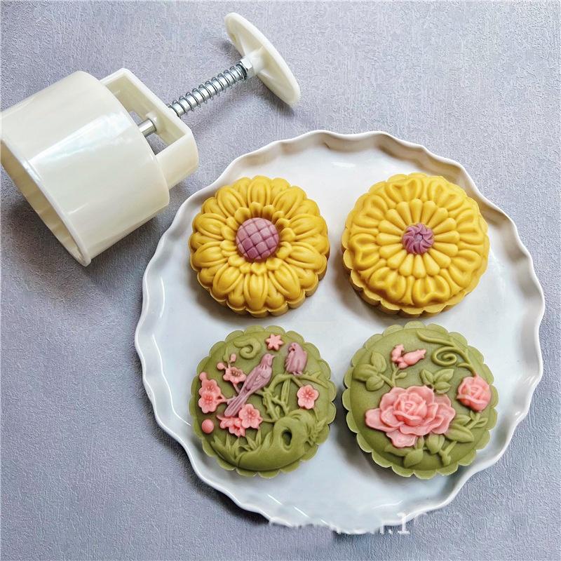 Khuôn bánh trung thu 3D 150g - 200g 4 mặt mã HD