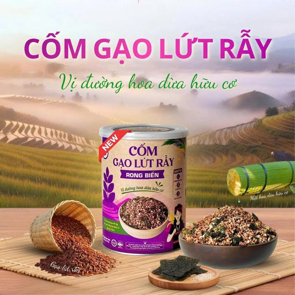 Combo 2 Hũ Cốm Gạo Lứt Rẫy Rong Biển Bh.Nong (Mỗi Hũ 180g) - Dinh Dưỡng Cho Người Ăn Vặt Healthy, Ăn Chay, Ăn Kiêng