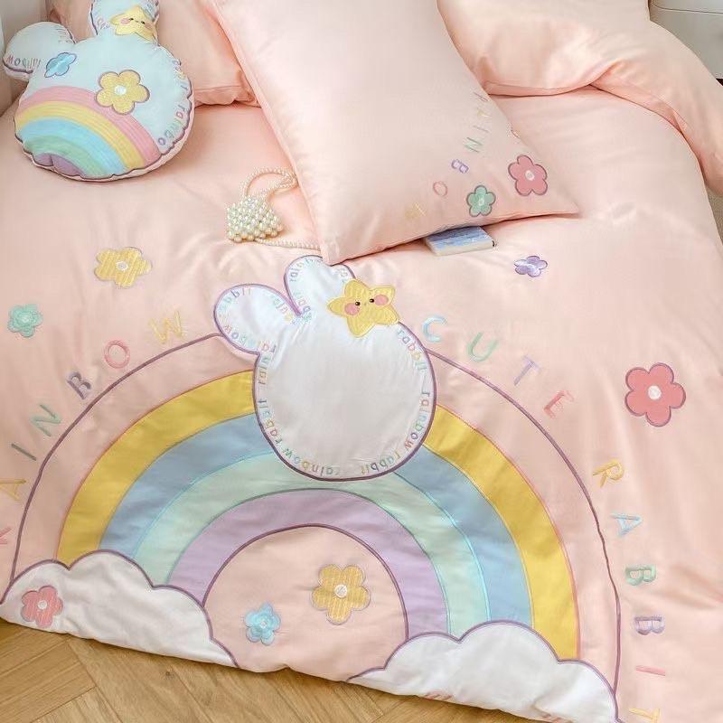 Bộ Chăn Ga Gối Cotton Linen Disney Hàng Nhập Khẩu 5Món Dễ Thương