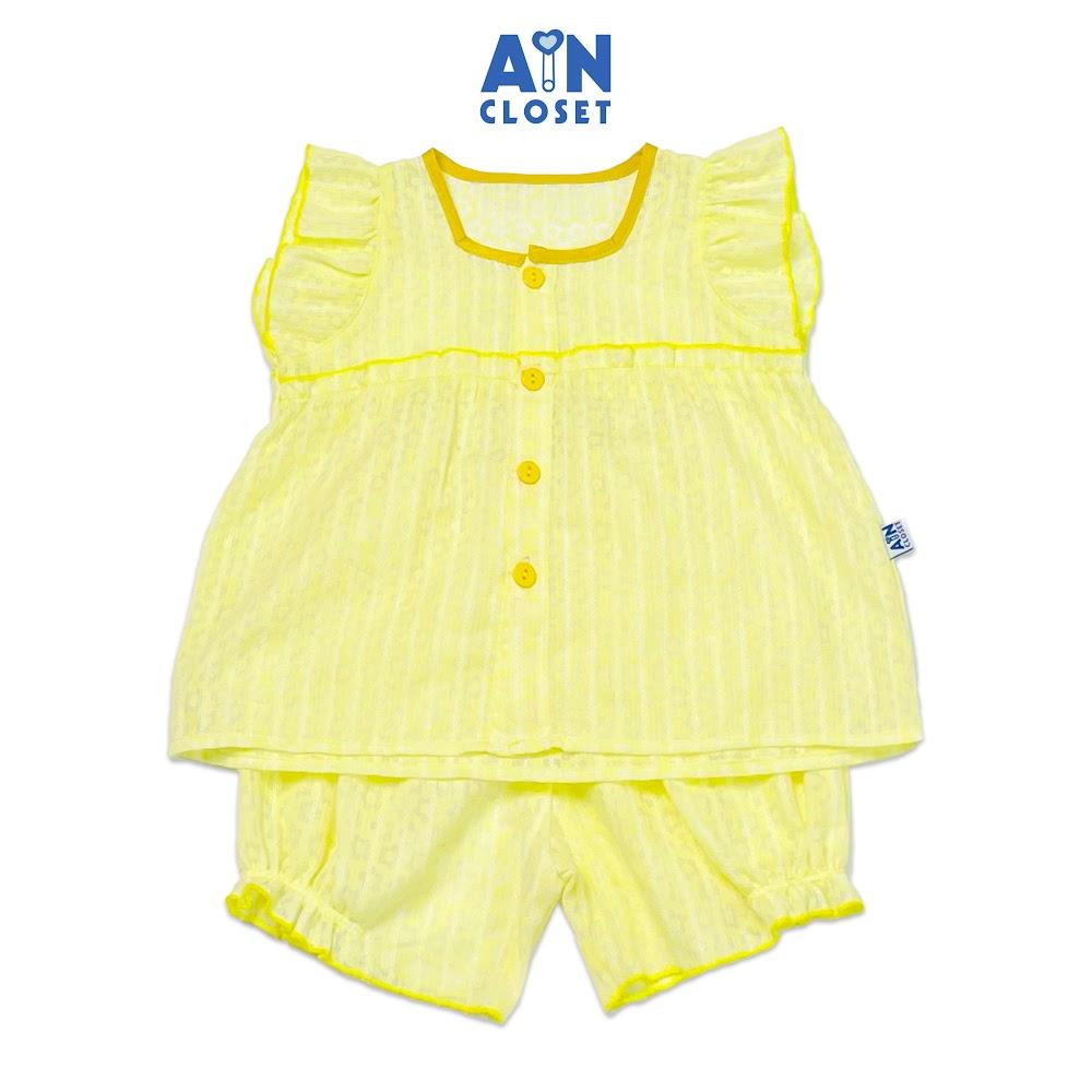 Bộ quần áo ngắn bé gái họa tiết Hoa Cẩm cù vàng cotton boi - AICDBGCZFTZQ - AIN Closet
