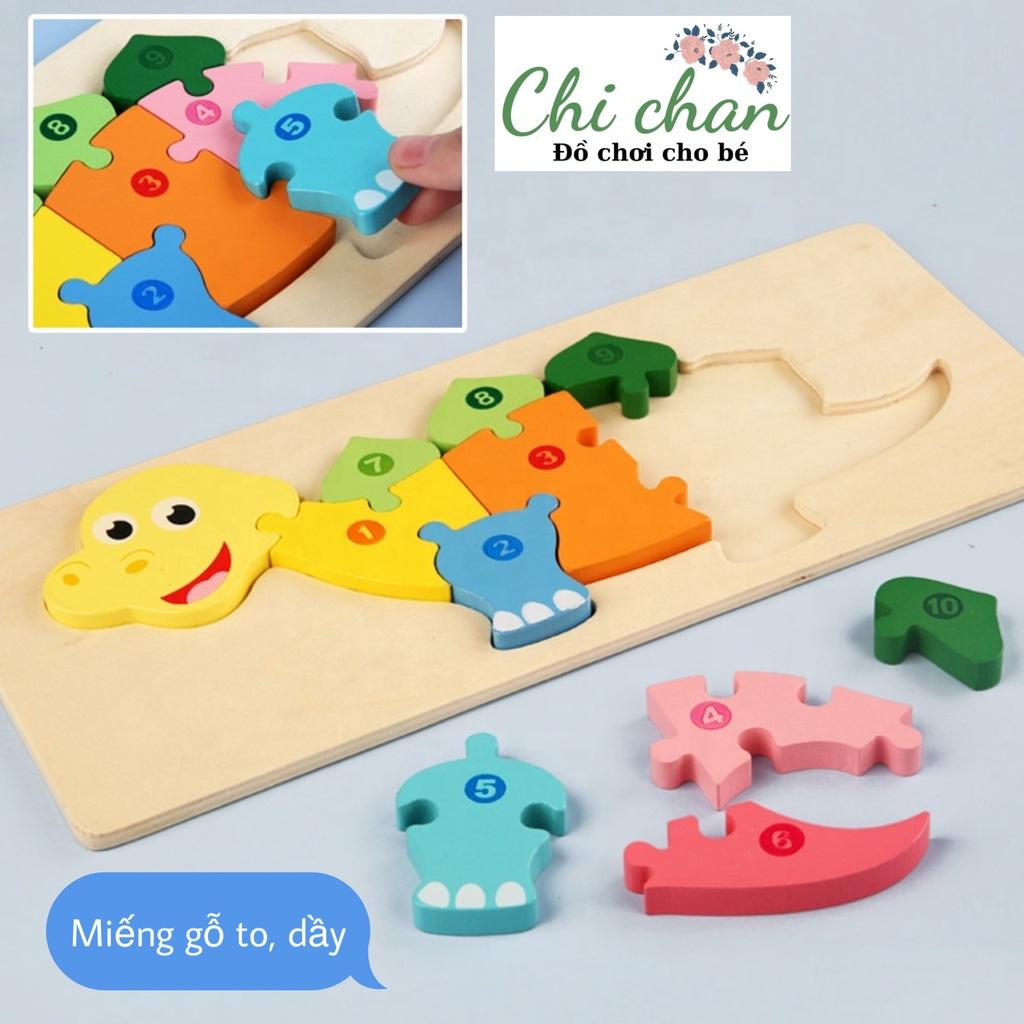Đồ chơi gỗ xếp hình 3D 15*30cm đánh số 1-10 cao cấp,phát triển trí tuệ