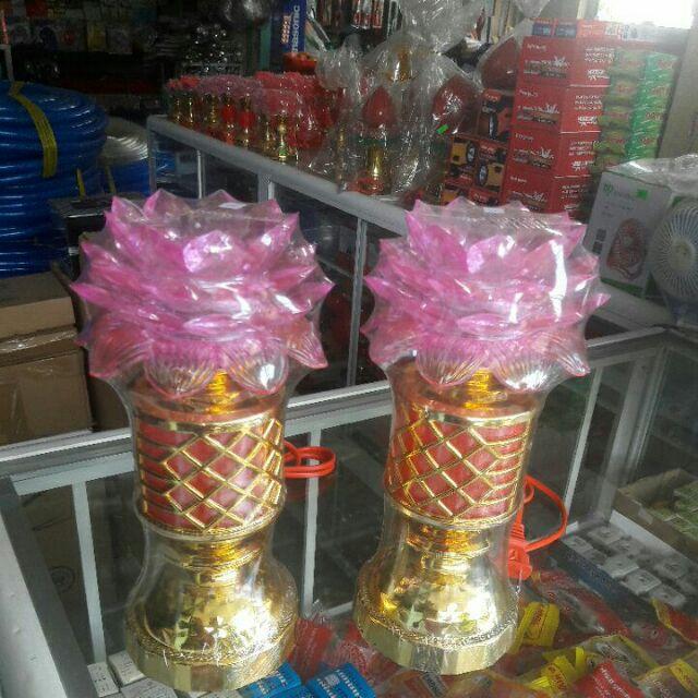 1 cặp Đèn thờ hoa sen cao 25