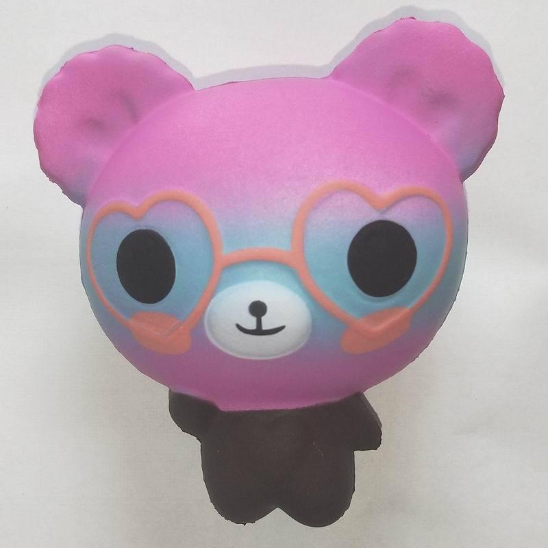 Squishy Lớn JUMBO Hình gấu đầu to đeo kính trái tim màu mè Đồ Chơi Xốp Giảm Stress Hình mềm mịn dễ Thương đàn hồi Cho B