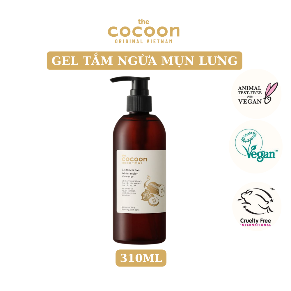 Gel tắm bí đao Cocoon giúp giảm mụn lưng 310ml