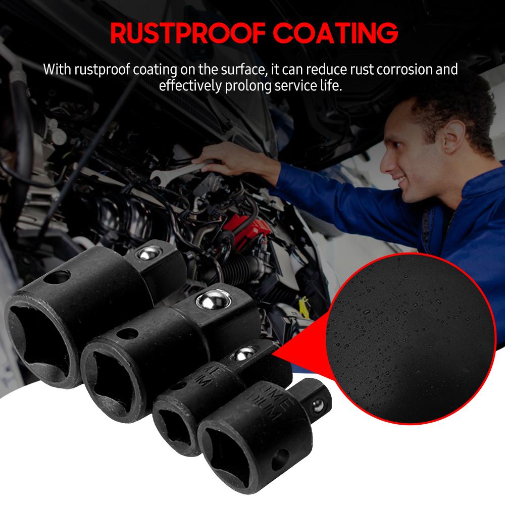 4 PCS Impact Socket Adapter Reducer 1/4-Inch 3/8-Inch 1/2-Inch Impact Driver Conversions Steel Power Nut Driver for Power Drill