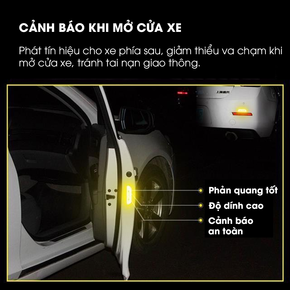 Bộ 4 Decal phản quang OPEN dán cửa oto cảnh báo an toàn, chống va chạm TÂM LUÂN Chổi lau tẩm dầu - Hàng chính hãng