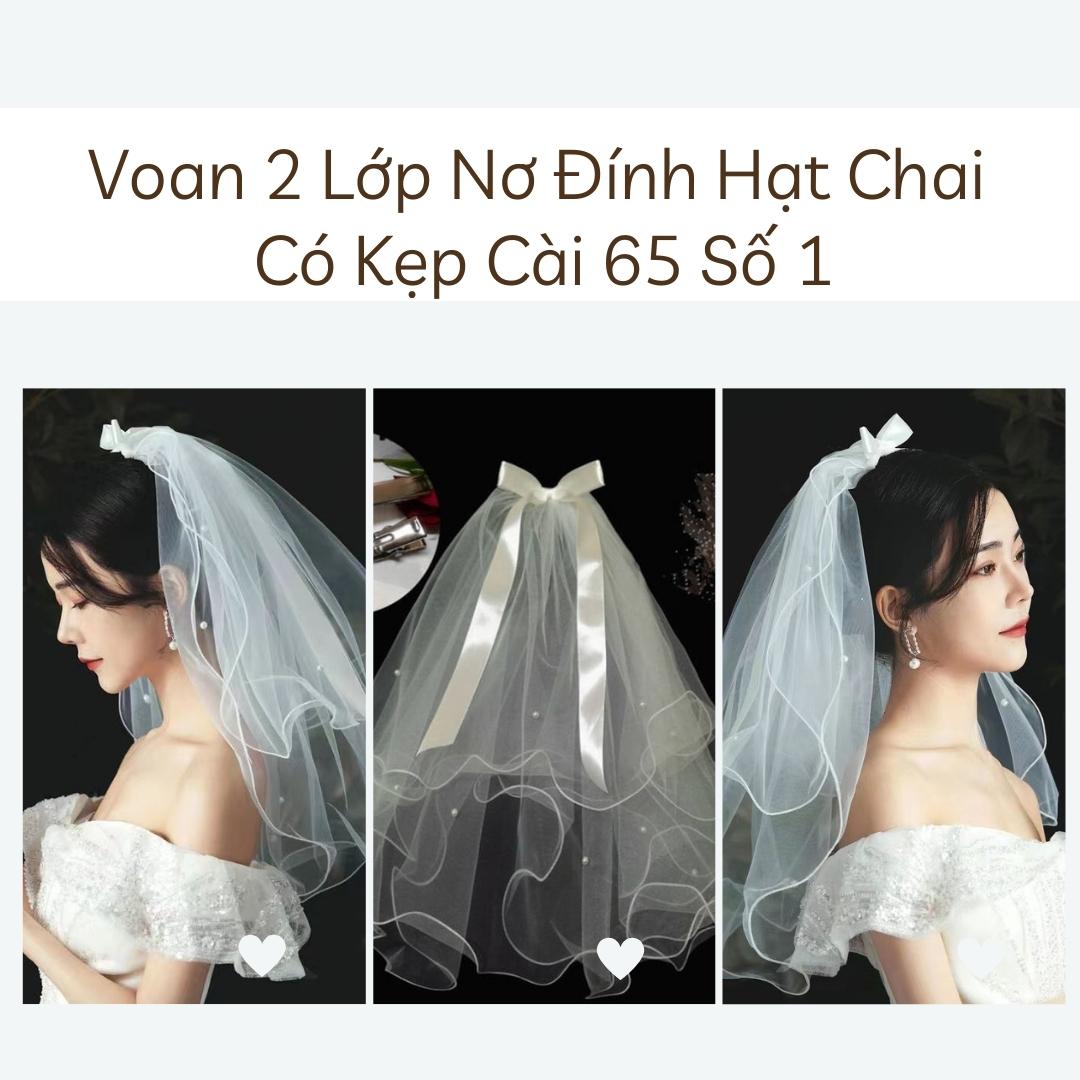 Voan 2 Lớp Nơ Đính Hạt Chai Có Kẹp Cài 65 Số 1, dài 55cm-75cm, Màu Trắng Chất Liệu Mềm Mịn, Có Kẹp Giữ Chắc Chắn Trên Tóc Khi Sử Dụng Dễ Kết Hợp Với Các KiểuTrang Phục Cưới Hoặc Tham Gia Sự Kiện, Chụp Ảnh, Cài Tóc Đẹp Tạo Phong Cách Tự Tin, Thướt Tha