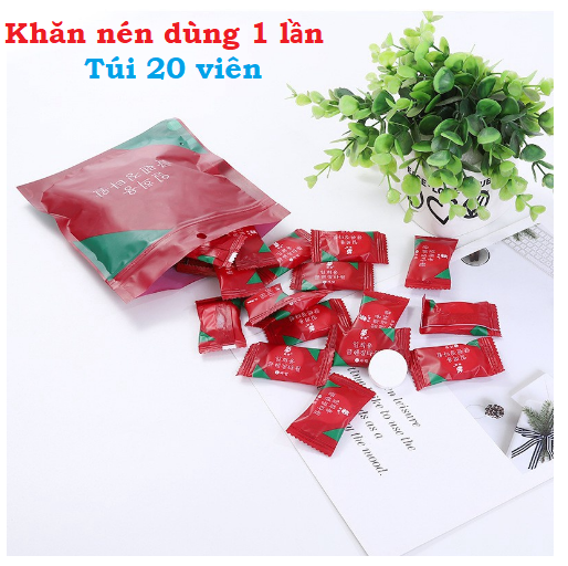 Khăn nén cotton Viên khăn nén cao cấp,Túi 20 Khăn Giấy Nén Hàn Quốc Dạng Viên Kẹo Dùng 1 Lần Tiện ích