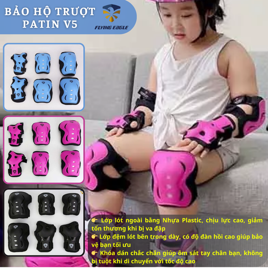 Combo Phụ Kiện Bảo Hộ Trượt Patin V5 Chính Hãng GVN Sport - Bảo vệ Bàn Tay, Khủy Tay và Đầu Gối
