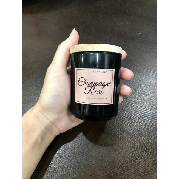 Nến thơm tự nhiên Champagne Rose, hương hoa hồng, tông ngọt, nguyên liệu nhập khẩu, 113grams, 1 bấc sợi