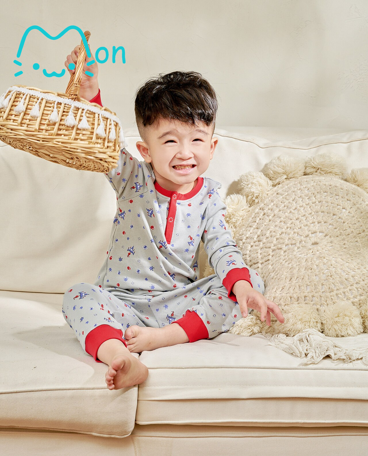 Set mặc nhà bé trai chất cotton nhẹ mát MonBabies MST2274