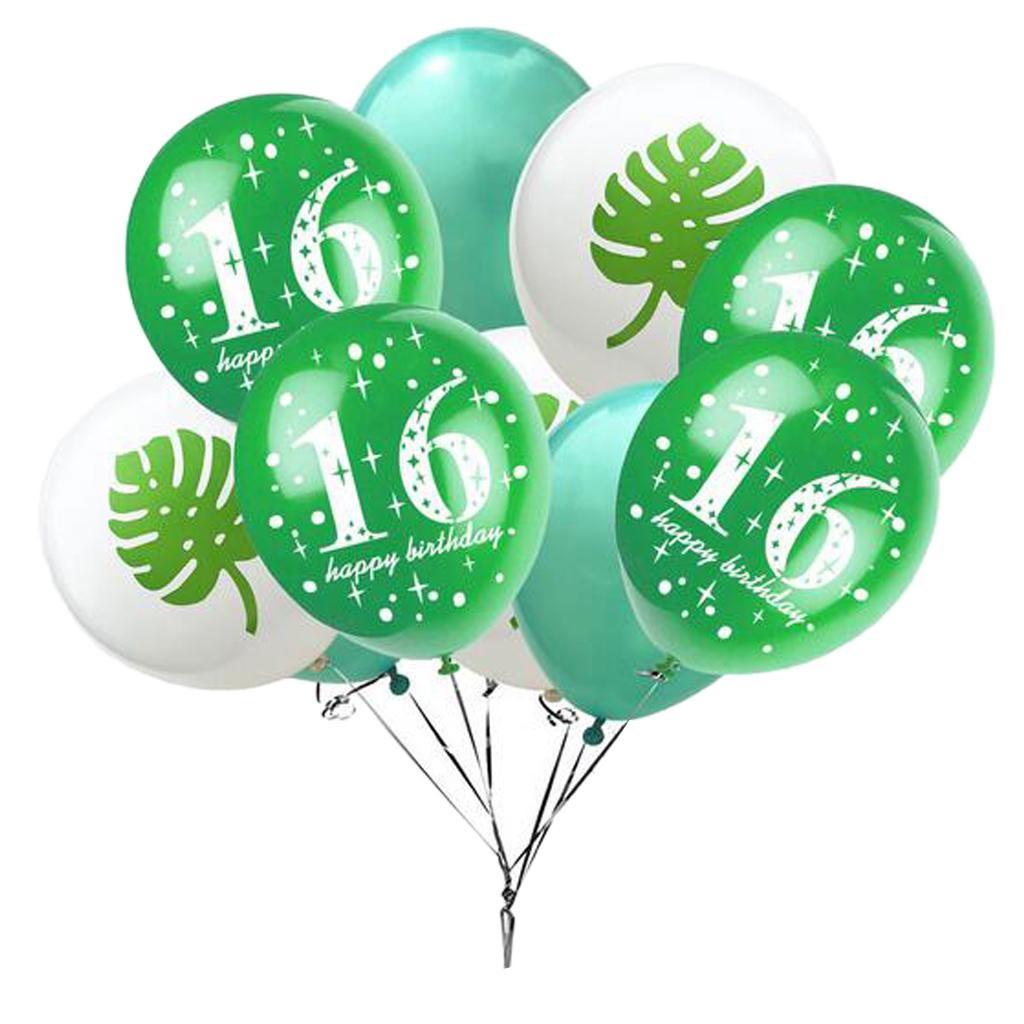 10 Pieces Assorted Balloons16th Birthday Latex Balloons for Birthday Party Decor 12 Inch