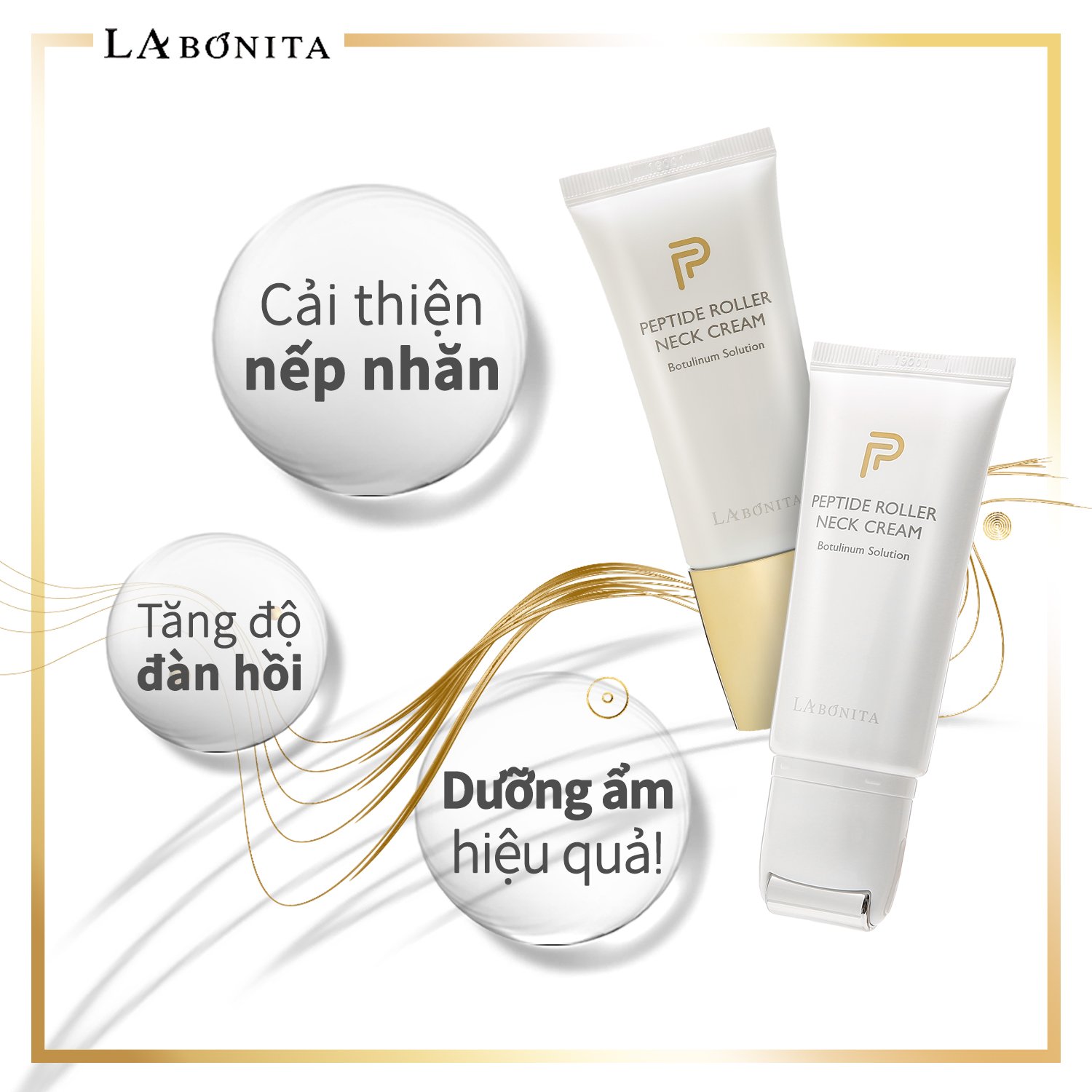 Kem dưỡng da giảm nếp nhăn vùng cổ - La Bonita Peptide Roller Neck Cream 50ml