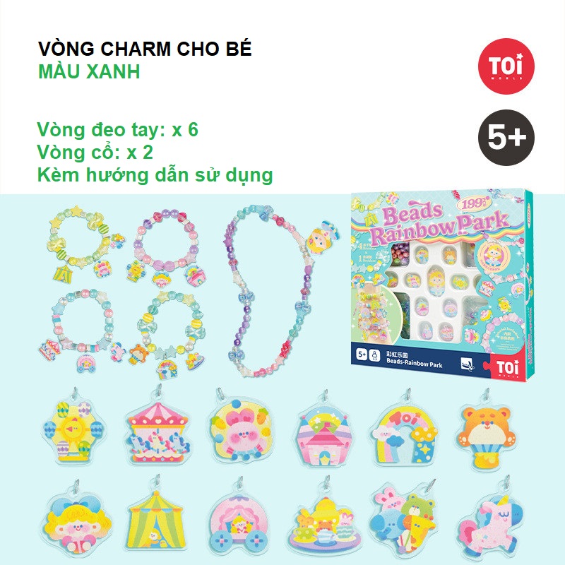 Đồ chơi vòng tay charm chính hãng TOI - Vòng tay thủ công cho bé gái DIY 3 chủ đề bé tự xỏ dây luồn hạt