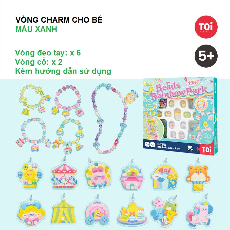 Đồ chơi vòng tay charm chính hãng TOI - Vòng tay thủ công cho bé gái DIY 3 chủ đề bé tự xỏ dây luồn hạt