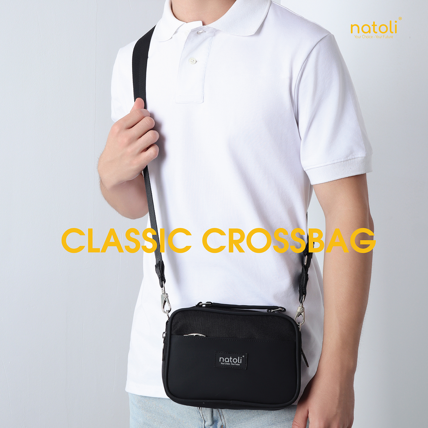 Túi đeo chéo nam thương hiệu Natoli nhiều ngăn chống nước cao cấp BST CLASSIC CROSSBAG T8