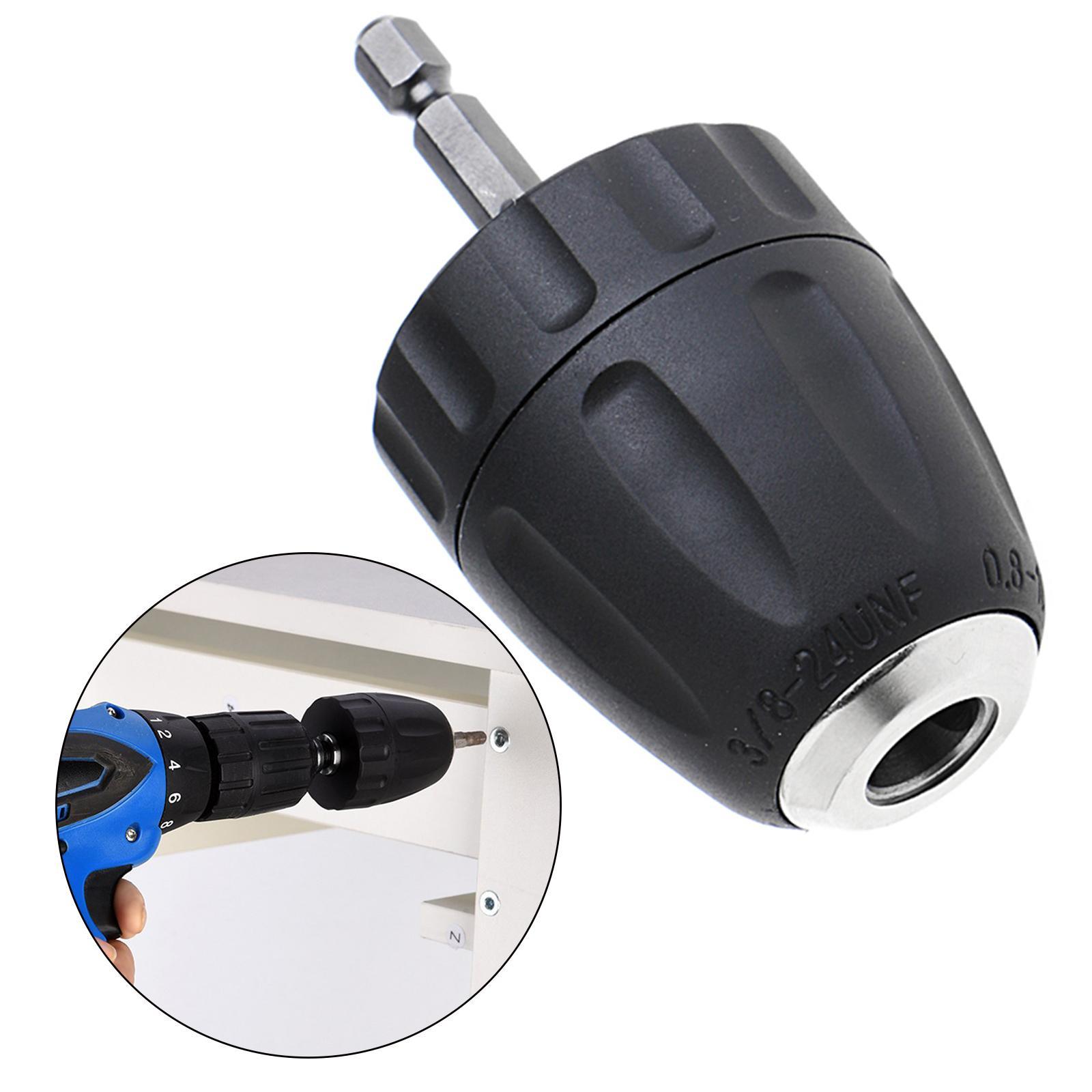 Keyless Mini Drill Chuck Adaptor 10mm Hex Shank for Micro Drill Bits for Cordless Screwdrivers Drills and Power DIY Tools