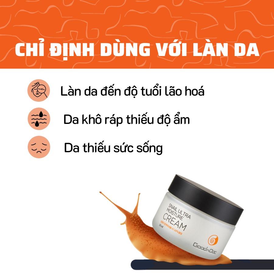 Kem Dưỡng Chống Lão Hoá Da Ốc Sên Snail Ultra Moisture Cream GoodnDoc 50ml