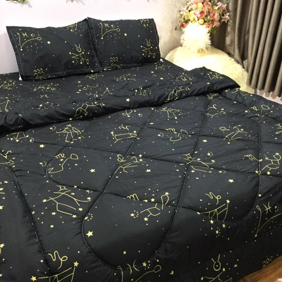 Trọn Bộ Chăn Ga Gối Cotton Poly Chăn Chần Bông 5 Món - Cung Hoàng Đạo