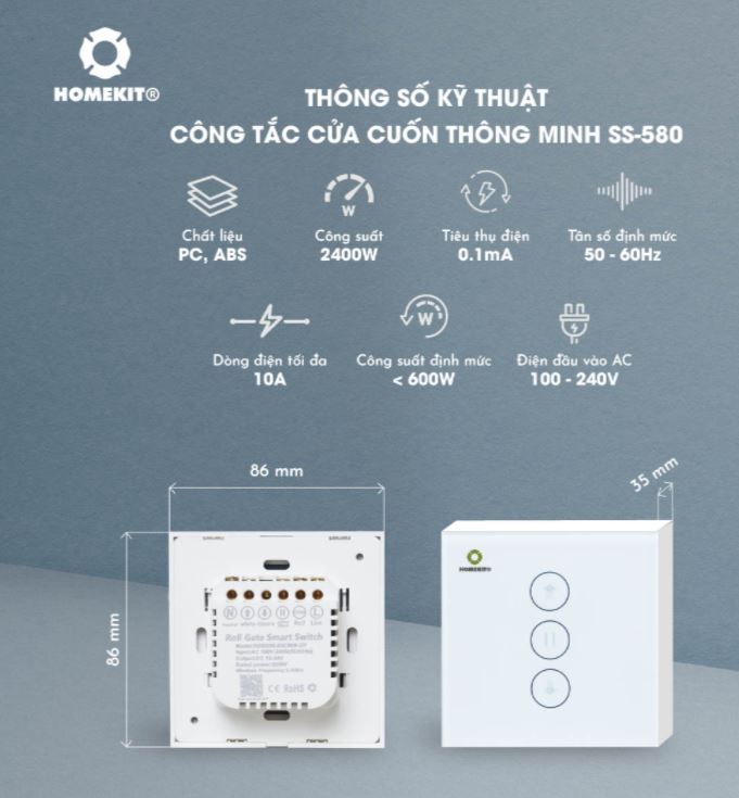 Công tắc cửa cuốn thông minh điều khiển từ xa SS-580